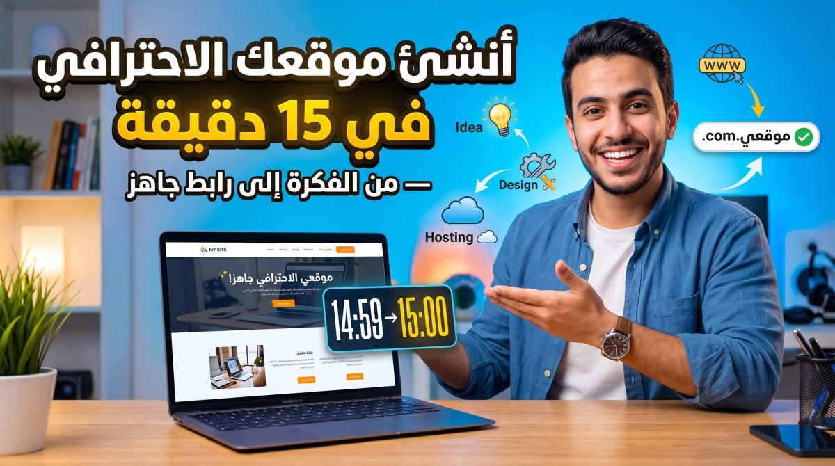 أنشئ موقعك الاحترافي في 15 دقيقة — من الفكرة إلى رابط جاهز